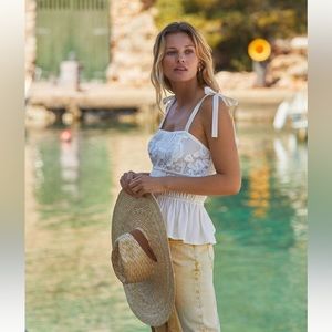 Anthropologie Smocked Lace Tank